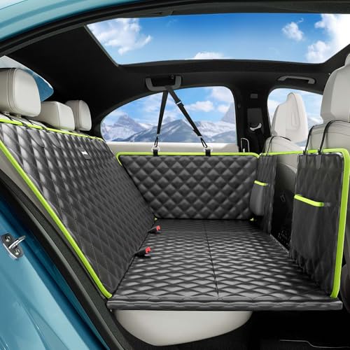 pecute Hundedecke Auto Rückbank mit Harter Unterseite 133 * 62 cm,2025 Verbesserte Materia, 3-in-1 Sitzvergrößerung & Sitzbezüge & Hundegitter, wasserdichte & Anti-Kratz, Sofa Textur, bis zu 150 kg