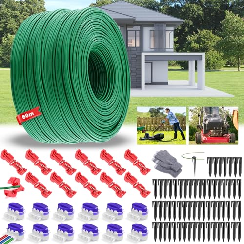 60m Universal Begrenzungskabel Mähroboter,Begrenzungsdraht Mähroboter,Mähroboter Kabel Ø2,7mm,Rasenmäher Draht aus Verzinktem Kupfer,Rasenroboter Begrenzungskabel,Rasenroboter Zubehör