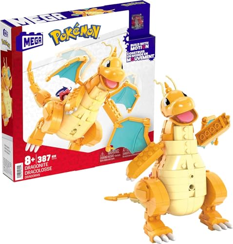 MEGA Pokémon Dragoran - 388-teiliges Bauset zum Aufbauen und mit der Kurbel die Flügel aktivieren, für Kinder ab 8 Jahren, HKT25