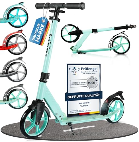 Rollkönig ® Roller Kinder 6 Jahre+ I Faltbarer Scooter Kinder mit großen Rädern I Cityroller Kinder I Auch für Erwachsene mit bis zu 100 kg geeignet