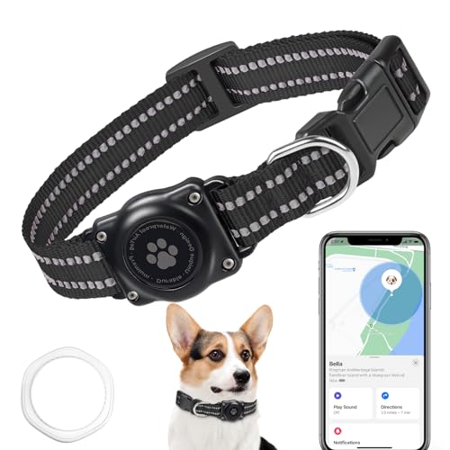 JIARUI Hund GPS Tracker, Mini GPS Tracker Ohne ABO für Hunde, (nur IOS) mi t wasserdichte Reflektierendes GPS Hunde Tracker Halsbänder, Tracking Standort von Haustieren, Arbeite mit Apple Find My