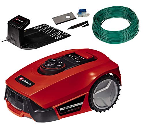 Einhell Mähroboter GC-RM 500 (2,0 Ah-Akku, Regen-, Stoß-, Kipp- und Hebesensoren, Schnitthöhenverstellung 20 mm bis 60 mm, für Steigungen bis 35%, inkl. Equipment für 500m²)
