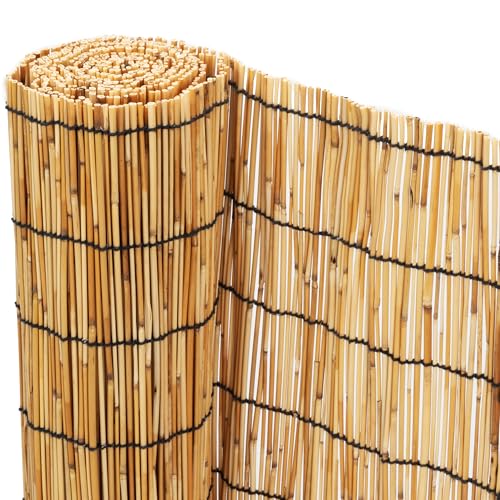 Ribelli Schilfmatten Sichtschutz Zaun 90x500cm, Sichtschutzmatte Wetterfest, Balkonsichtschutz 100% Schilfrohrmatte, Natürlicher Sichtschutzzaun für Balkon, Terrasse, Garten, Windschutz, Sonnenschutz