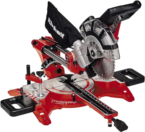 Einhell Zug-Kapp-Gehrungssäge TC-SM 2131/2 Dual (max. 1.800 W, 4.900 min-1, integrierte Zugfunktion, Werkstückanschlag, Spannvorrichtung, inkl. Hartmetall-Sägeblatt, Laser)