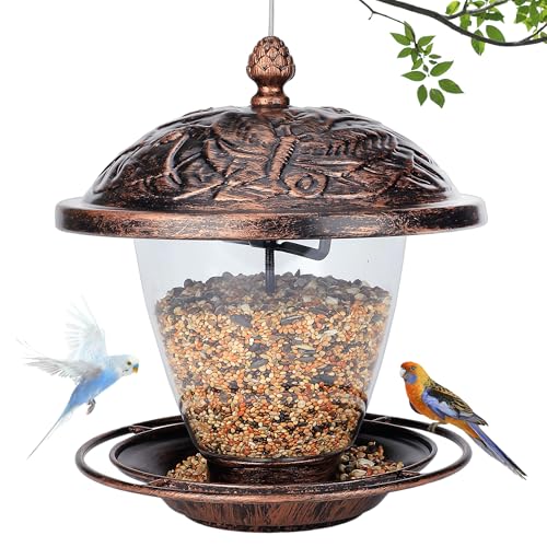 Syunyin Retro Vogelfutterhaus zum Aufhängen – Bronzefarbener Vogelfutterspender, wetterfest für Balkon & Garten