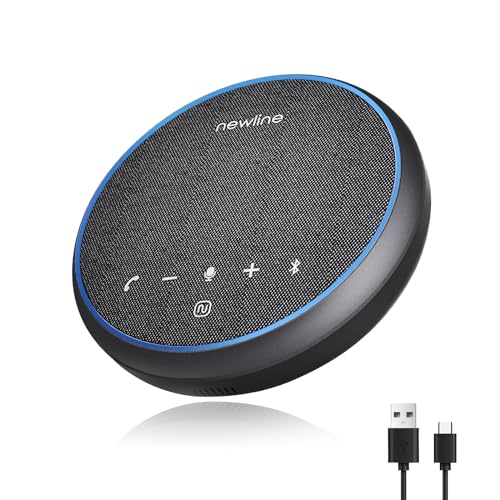 N newline Konferenzlautsprecher mit Mikrofon Bluetooth USB Lautsprecher für PC, Geräuschunterdrückung, 360°Sprachaufnahme 43 Stunden Standby, Speaker kompatibel mit Zoom, Teams, Skype, Home Office