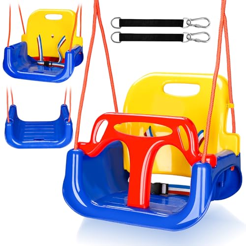 Ansobea Babyschaukel 3-in-1 Kinderschaukel Babysitz Abnehmbarer,Höhenverstellbar,Mitwachsende Kinderschaukel für Outdoor & Indoor -belastbar bis 50kg