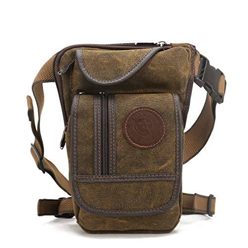 Herren Beintasche Motorrad Canvas Reitertasche Bein Bauchtasche Drop Tasche Hüfttasche Leg Bag für Outdoor Sports Taktisches Militär Wandern Camping Taille Radfahren Reisen Gürteltasche #01kaffee