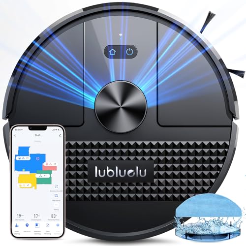 Lubluelu Saugroboter mit Wischfunktion 3-1, 4500Pa Staubsauger Roboter mit Lasernavigation, 54 dB Roboterstaubsauger mit Anti-Siphon-Technologie, 150 Min Laufzeit, APP Steuerung, 24 No-Go Zonen (SL68)