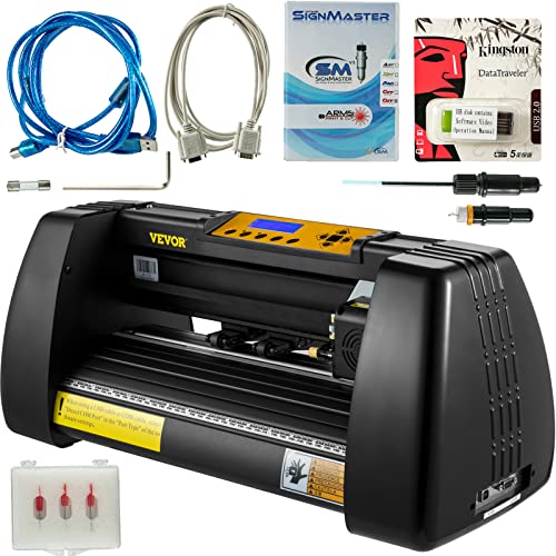 VEVOR Vinyl Schneidplotter 375mm Profi Plotter 14Inch Vinylschneider 3 Klingen Plotter Drucker 220V Viny Folienplotter mit Signmaster Software Cutter Plotter mit Ständer für Schilder Papierzufuhr