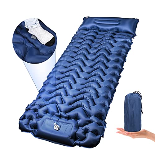 Owelth Selbstaufblasend Isomatte Outdoor, Verdickte Luftmatratze Camping mit Kissen, Faltbare Ultraleicht Schlafmatte Kleines Packmass, Aufblasbare Schlafunterlage für Wandern Reisen Strand