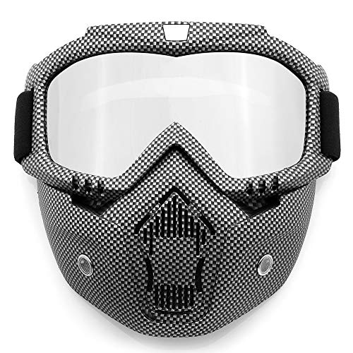 SPOSUNE Motorradbrille Abnehmbare Gesichtsmaske, ATV Dirt Bike Motocross MX Riding Paintball Brille staubgeschützt UV400 Brille mit weichem Schaumstoff, verstellbarer Riemen für Männer und Frauen