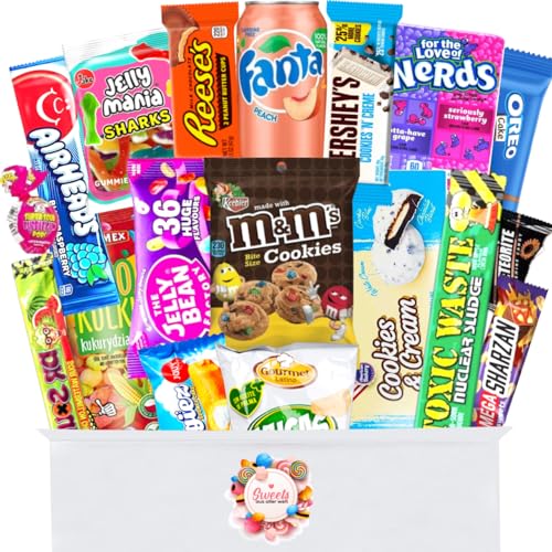 Amerikanische Süßigkeiten Box mit 24 Snacks – USA Süßigkeiten aus aller Welt - American Candy Box – Sweets Süssigkeiten Box aus Amerika