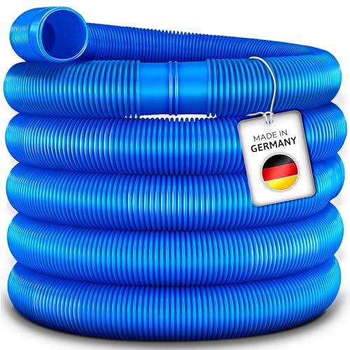 tillvex Poolschlauch 6m / 38mm blau | Schwimmbadschlauch mit Muffen | Solarschlauch für Pool und Schwimmbecken | Saugschlauch | Pumpenschlauch | flexibler Wasserschlauch