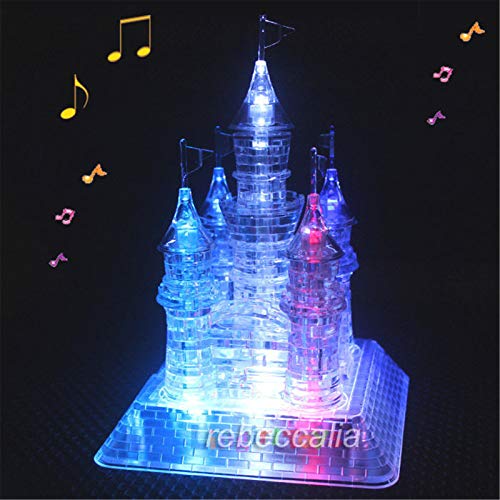 Winlauyet 3D LED Kristall Schloss Puzzle Musikbox Junge Spielzeug Geschenk Geduldspiel