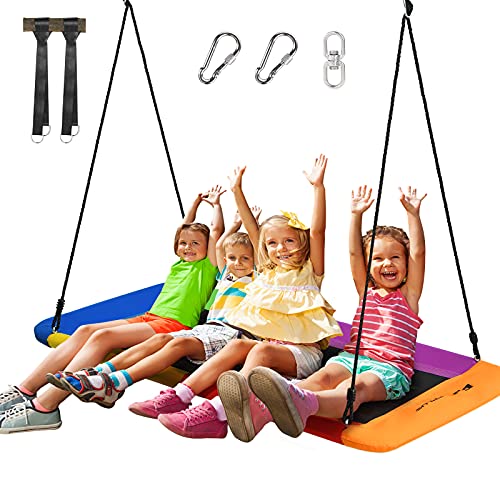 GOPLUS Nestschaukel Outdoor, Kinderschaukel mit Verstellbarer Höhe von 100 bis 180cm bis 300kg belastbar, Baumschaukel Hängeschaukel, Gartenschaukel für Kinder Erwachsene (Bunt)