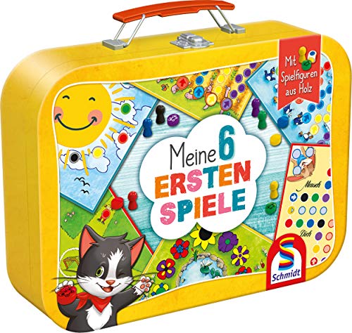 Schmidt Spiele 40591 Meine 6 ersten Spiele im Metallkoffer, Kinderspielesammlung, bunt