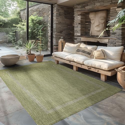 Carpettex Outdoor Teppich Wetterfest 200x300 (200 x 290 cm) Sisal Optik Grün - Ideal für Balkon, Garten, Terrasse und als Küchenteppich - Teppich Waschbar, Flachgewebe, Wasserfest, Pflegeleicht