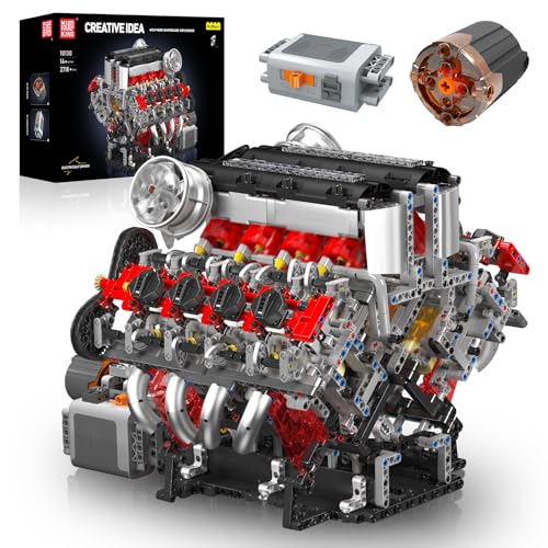 Mould King 10130 Technik Supersportwagen V8 Motor Bausteine, 2718 Teile Engine Technologie Achtzylinder-Motor Klemmbausteine Bausatz Modell, Spielzeug Geschenk Sammlerstücke für Jungen Mädchen