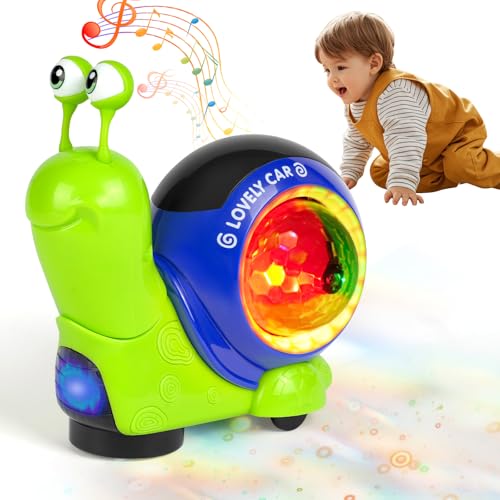 Aolso Musik Baby Krabbel Spielzeug, Lustige Schnecke Krabbel Spielzeug mit Lichter und Musik, Pädagogisches Spielzeug Baby, Tummy Time Toys für Kleinkinder für ab 3 Jahren Junge Mädchen (Grün)