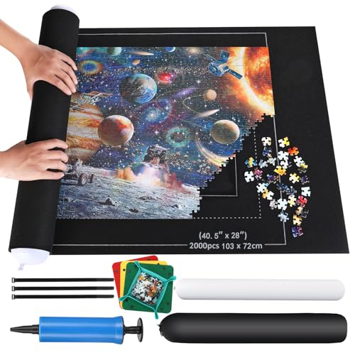 Puzzlematte Puzzlerolle, Puzzle 2000 Teile Puzzle Rollmatte Puzzle Sparer Puzzleunterlage Jigsaw Rolls Puzzle Pad aus Filz,Jigsaw Mat,Riesenfilzmatte zur Aufbewahrung von Puzzles