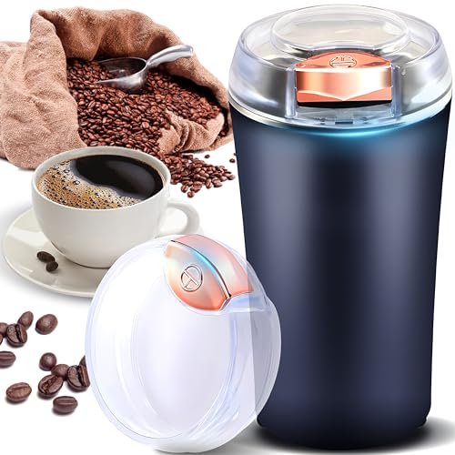 Retoo Kaffeemühle Elektrisch mit Edelstahl Schlagmesser, Keramikmahlwerk Unterwegs Einstellbarer Grobheit, Edelstahlschlagmesser Filterkaffee, Espresso, French Press, cafe
