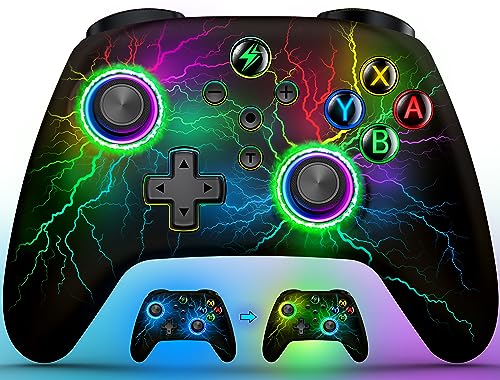 Switch Controller - Kabellos Controller für Nintendo Switch/Lite/OLED Konsole - Switch Controller mit Cooles RGB Licht, Programmierbare/Turbo/Aufwachfunktion, Präzise Steuerung, Dual Motors Vibration