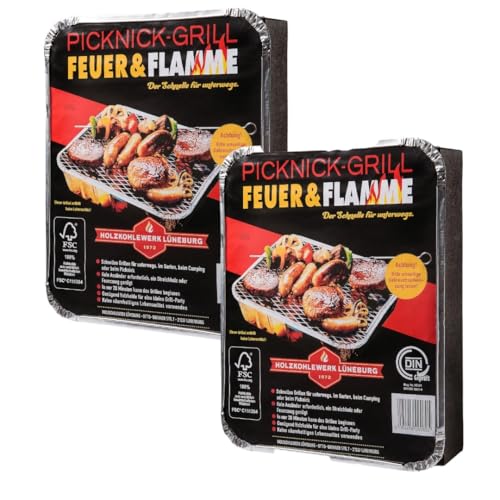 Feuer & Flamme Picknick & Einweggrill (2er Pack)