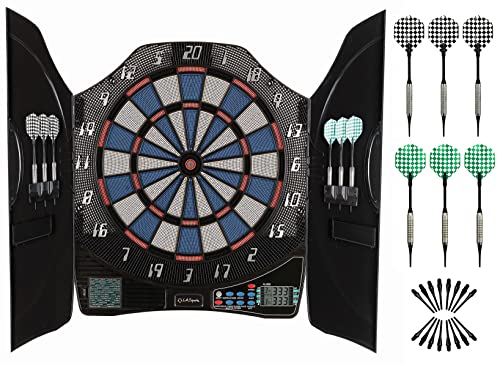 Elektronische Dartscheibe Bull Legend Kabinett Dartschrank 1-8 Spieler mit Softdart Pfeilen & Netzteil (Dart-Kabinett Bull Legend)