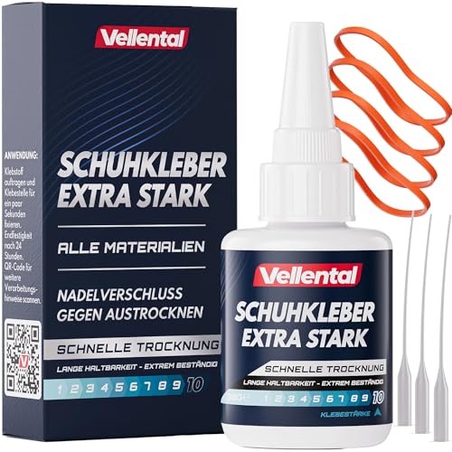 Schuhkleber extra stark wasserfest 30g - Kleber Set mit Klebespitzen für Schuhe, Sneaker, Turnschuhe und Leder - Starker Schuhkleber für Schuhe und Schuhsohlen