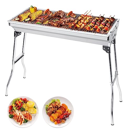 AGM Holzkohlegrill Camping Grill Holzkohle,Klappgrill Tragbarer Grill,Für Camping Garten Picknick Party, 73x 33x 71 cm, für 5-10 Personen