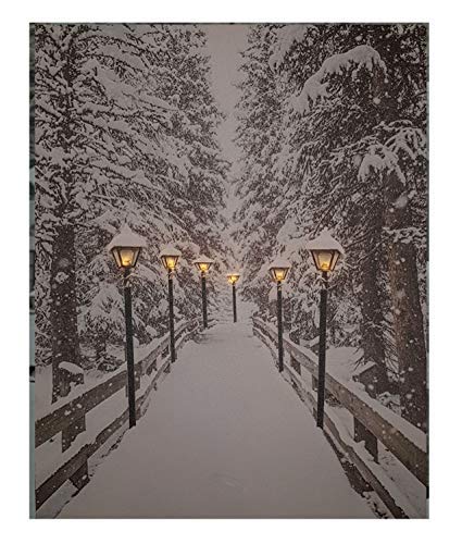 Spetebo LED Wandbild 50x40 cm - Winterlandschaft mit 6 LED´s - Leinwand beleuchtet Leucht Bild