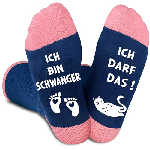 Jeasona Geschenke für Schwangere Frauen Socken Rutschfest Schwangerschaft Verkünden Ideen Schwangerschaft Geschenk für Mutter Geschenke für Werdende Mütter zum Muttertag Werdende Mama Geschenk Lustig