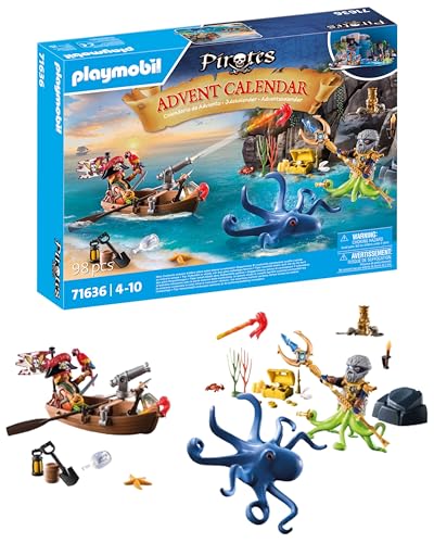 PLAYMOBIL | Piraten Adventskalender | 24 spannende Türchen | Piratenstarke Figuren |Adventskalender für Kinder | Abenteuerspielzeug für Kinder ab 4 Jahren | 71636