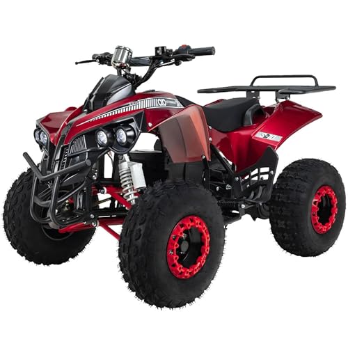 Actionbikes Motors Kinder Quad Elektro ATV S-10 | 𝟒𝟖 Volt 𝟭𝟬𝟬𝟬 Watt Motor bis 𝟐𝟬 km/h - Kinderquad - Pocket Quad - Miniquad - Scheibenbremsen - Für Kinder ab 8 Jahren (Metallic/Rot)