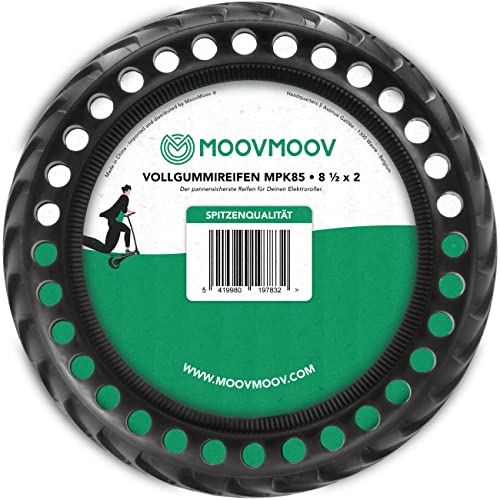 MOOVMOOV Vollgummireifen 8.5 Zoll für Elektroroller - Pannensicherer escooter Reifen 8,5 Zoll (8 1/2 x2) - Geeignet für Xiaomi Modelle und 8,5-Zoll Räder - e scooter zubehör hartgummireifen MPK85