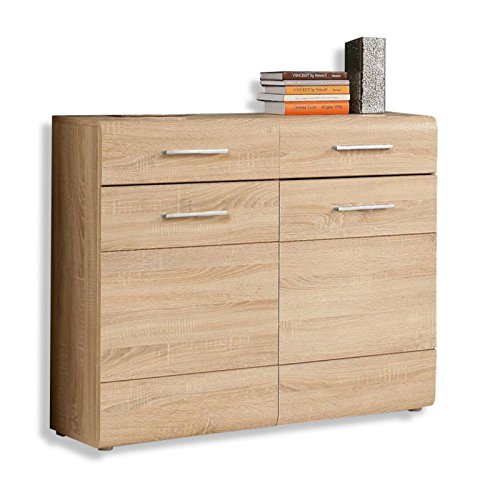 FORTE COMBINO Spezial Schuhschrank mit 2 Türen und 2 Schubladen, Holzwerkstoff, Sonoma Eiche, B x H x T: 100,1 x 81,7 x 34,7 cm