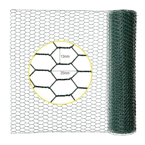 horizont Maschendrahtzaun 50cm hoch 10m lang - grün - Maschenweite 13 x 25mm - Sechseckgeflecht, Drahtgitter feinmaschig, Hasendraht, Hühnerzaun, Drahtzaun, Kaninchendraht, Hasengitter, Kükendraht