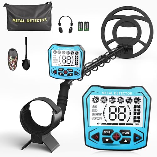 HIUYRFS Metalldetektor Hochgenauige，Verstellbare Länge 113 cm t- 141 cm, 5 Modes Profi Metalldetektoren with LCD -Bildschirm，IP68 Waterproof Search Coil für Erwachsene & Kinder
