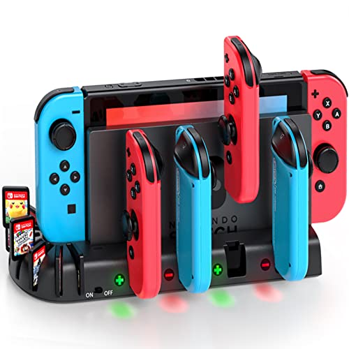 KDD Switch Controller Ladestation Kompatibel mit Nintendo Switch OLED Joy-Con, Switch Ladestation mit 8 Spiele Lagerung für Nintnedo Switch OLED Modell Joycon & Nintendo Switch Zubehör