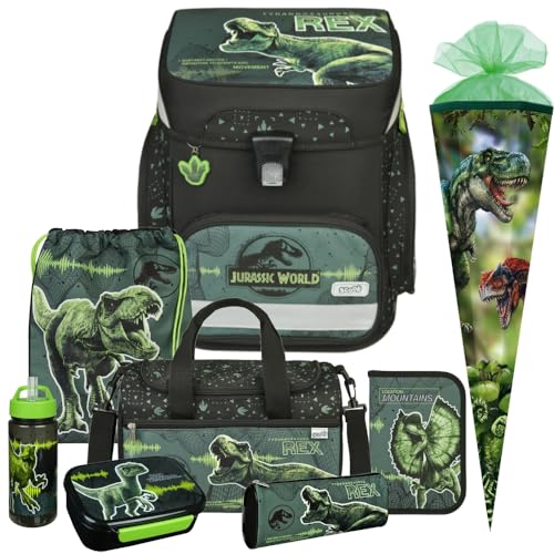 Jurassic - Dino - T-Rex Schulranzen-Set EasyFit 9tlg. mit Sporttasche, Schultüte, Brotdose und Trinkflasche