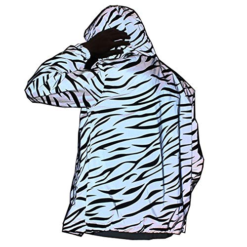 NewL Reflektierende leichte Jacke für Herren und Damen, Mesh-Stil, nachtleuchtende Zebra-Jacken, wasserdicht, grau, M