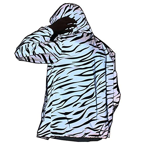 NewL Reflektierende leichte Jacke für Herren und Damen, Netz-Stil, nachtleuchtende Zebrajacken, wasserdicht, grau, XXL