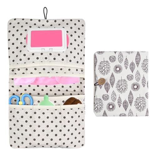 Nicrulp Wickeltasche Organizer, Windeltasche für Unterwegs, Wickelorganizer mit Wickelunterlage, Baby Wickel Organizer, Kleine Wickelorganise, 2-in-1-Organizer und Kosmetiktasche für Mütter (18×21cm)