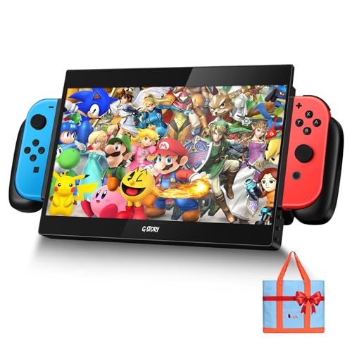 G-STORY 10,1'' tragbarer Monitor für Switch, tragbarer 1080P-Gaming-Monitor, IPS-Bildschirm mit USB Typ-C und zufälliger Tasche, Spielemodus, Reisemonitor für Switch (Nicht im Lieferumfang enthalten)