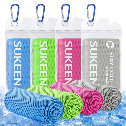 Sukeen Fitness Handtuch Kühlendes Handtuch 4 Stück(101.6x30.5 cm),Kühlhandtuch Kühltuch Cool Towel EIS-Handtuch Gym Handtuch Golf Handtuch Yoga Handtuch Sporthandtuch KüHlendes Camping Kühltuch Hals