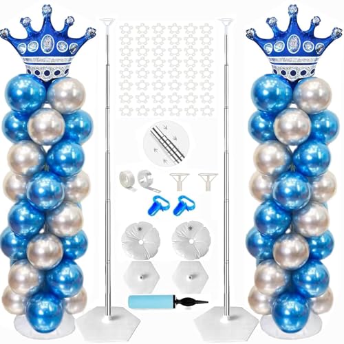 Kaucytue Ballonsäulenständer Stand Kit von 2, 2 m Verstellbare Metall Ballonbogen Stand, mit Basen, geeignet für Geburtstag, Party Dekoration, Hochzeit