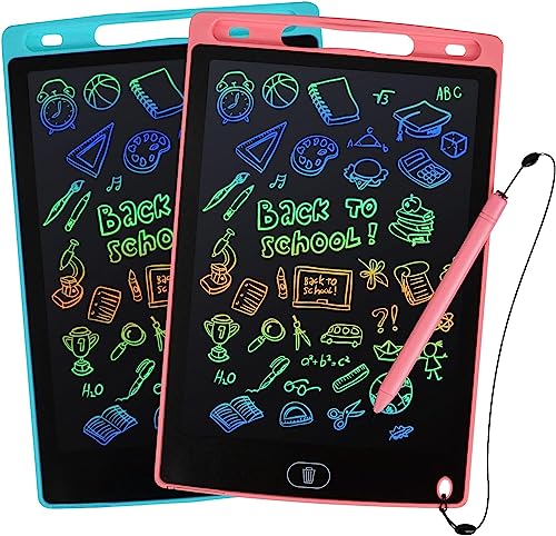 kogabanny 2 Stück LCD Schreibtafel Zeichenbrett Bildschirm 8,5 Zoll Umweltfreundlich Heller Bunten Schrift Pad Lernspielzeug-Geschenk für Kinder 3-10 Jahre altes Mädchen Jungen