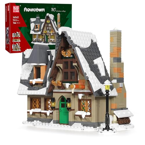 Mould King 16049 Weihnachtshaus Bausteine Modell, 766 Teile Architektur Haus Bausatz als Geschenk/Sammlerstücke/Ausstellungsgegenstände