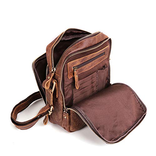 BAIGIO Schultertasche Umhängetasche Herren Leder Vintage Herrentasche Messenger Bag mit Schultergurt für Arbeit Reise Alltagsleben (Braun)